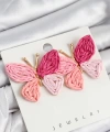 Shoecide Pirinç Pembe Kelebek Model Gold Renk Kadın Hasır Küpe