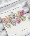 Shoecide Pirinç Rainbow Kelebek Model Gold Renk Kadın Hasır Küpe