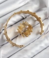 Shoecide Pirinç Topcuk Model Gold Renk Bileklik Yüzük Set