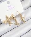 Shoecide Pirinç Zirkon Taşlı 3lü Kuş Model Gold Renk Kadın Küpe
