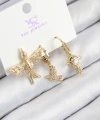Shoecide Pirinç Zirkon Taşlı 3lü Kuş Model Gold Renk Kadın Küpe