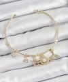 Shoecide Pirinç Zirkon Taşlı İstiridye Ve Deniz Yıldızı Model Gold Renk Charm Bileklik