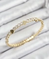 Shoecide Pirinç Zirkon Taşlı Kalp Model Gold Renk Yaylı Kadın Bileklik