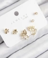 Shoecide Pirinç Zirkon Taşlı Kelebek Model Gold Renk 925 Ayar Gümüş Çivi Kadın Küpe Set