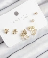 Shoecide Pirinç Zirkon Taşlı Kelebek Model Gold Renk 925 Ayar Gümüş Çivi Kadın Küpe Set