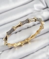 Shoecide Pirinç Zirkon Taşlı Kemik Model Gold Renk Vip Kadın Bileklik