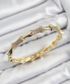 Shoecide Pirinç Zirkon Taşlı Kemik Model Gold Renk Vip Kadın Bileklik