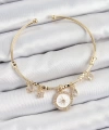 Shoecide Pirinç Zirkon Taşlı Pusula Model Gold Renk Charm Bileklik