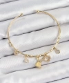 Shoecide Pirinç Zirkon Taşlı Tavşan Ve Kalp Model Gold Renk Charm Bileklik