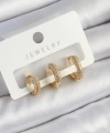 Shoecide Pirinç Zirkon Taşlı Yıldız Model Gold Renk 3lü Çift Kadın Küpe Set