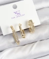 Shoecide Pirinç Zirkon Taşlı Yıldız Model Gold Renk 3lü Kadın Küpe
