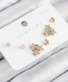 Shoecide Pirinç Zirkon Taşlı Yıldız Model Gold Renk 925 Ayar Gümüş Çivi Kadın Küpe Set