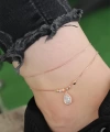 Shoecide Rose Gold Renk Zirkon Damla Taşlı Halhal