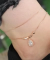 Shoecide Rose Gold Renk Zirkon Damla Taşlı Halhal
