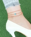 Shoecide Rose Renk Zincirli Mavi Boncuklu Hal Hal