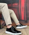 Shoecide Sb0003 Bağcıklı Klasik  Siyah Beyaz Taban Rugan Yüksek Taban Casual Erkek Ayakkabı