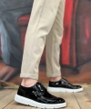 Shoecide Sb0003 Bağcıklı Klasik  Siyah Beyaz Taban Rugan Yüksek Taban Casual Erkek Ayakkabı