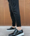 Shoecide Sb0003 Bağcıklı Klasik  Siyah Rugan Yüksek Taban Casual Erkek Ayakkabı