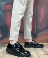 Shoecide Sb0003 Bağcıklı Klasik  Siyah Siyah Taban Rugan Yüksek Taban Casual Erkek Ayakkabı