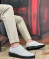 Shoecide Sb0003 Bağcıklı Klasik Spor Gri Renk Siyah Taban Keten Yüksek Taban Casual Erkek Ayakkabı