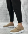 Shoecide Sb0003 Bağcıklı Klasik Spor Keten Hardal Beyaz Taban Casual Erkek Ayakkabı