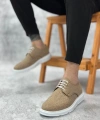 Shoecide Sb0003 Bağcıklı Klasik Spor Keten Hardal Beyaz Taban Casual Erkek Ayakkabı