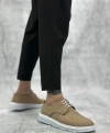 Shoecide Sb0003 Bağcıklı Klasik Spor Keten Hardal Beyaz Taban Casual Erkek Ayakkabı