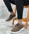 Shoecide Sb0003 Bağcıklı Klasik Spor Keten Kahverengi Beyaz Taban Casual Erkek Ayakkabı