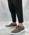 Shoecide Sb0003 Bağcıklı Klasik Spor Keten Kahverengi Beyaz Taban Casual Erkek Ayakkabı