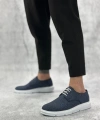 Shoecide Sb0003 Bağcıklı Klasik Spor Keten Lacivert  Beyaz Taban Casual Erkek Ayakkabı