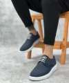 Shoecide Sb0003 Bağcıklı Klasik Spor Keten Lacivert  Beyaz Taban Casual Erkek Ayakkabı