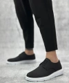 Shoecide Sb0003 Bağcıklı Klasik Spor Keten Siyah Beyaz Taban Casual Erkek Ayakkabı