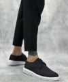 Shoecide Sb0003 Bağcıklı Klasik Spor Keten Siyah Beyaz Taban Casual Erkek Ayakkabı