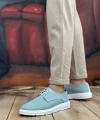 Shoecide Sb0003 Bağcıklı Klasik Spor Keten Turkuaz Yüksek Taban Casual Erkek Ayakkabı