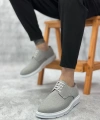 Shoecide Sb0003 Bağcıklı Klasik Spor Koyu Gri Renk Keten Yüksek Taban Casual Erkek Ayakkabı
