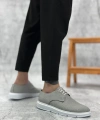 Shoecide Sb0003 Bağcıklı Klasik Spor Koyu Gri Renk Keten Yüksek Taban Casual Erkek Ayakkabı