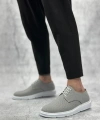 Shoecide Sb0003 Bağcıklı Klasik Spor Koyu Gri Renk Keten Yüksek Taban Casual Erkek Ayakkabı