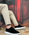 Shoecide Sb0003 Bağcıklı Klasik Spor Süet Siyah Beyaz Yüksek Taban Casual Erkek Ayakkabı