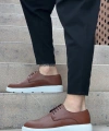 Shoecide Sb0003 Bağcıklı Klasik Taba Beyaz Kalın Taban Casual Erkek Ayakkabı