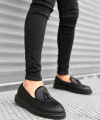 Shoecide Sb0005 Bağcıksız Yüksek Siyah Taban Klasik Cilt Deri Püsküllü Corcik Erkek Ayakkabı