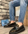 Shoecide Sb0005 Bağcıksız Yüksek Siyah Taban Klasik Rugan Püsküllü Corcik Erkek Ayakkabı