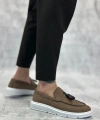 Shoecide Sb0005 Bağcıksız Yüksek Taban Klasik Keten Kahverengi Püsküllü Erkek Ayakkabı