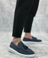 Shoecide Sb0005 Bağcıksız Yüksek Taban Klasik Keten Lacivert Püsküllü Erkek Ayakkabı