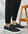 Shoecide Sb0005 Bağcıksız Yüksek Taban Klasik Keten Siyah Püsküllü Erkek Ayakkabı