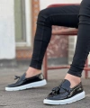 Shoecide Sb0005 Bağcıksız Yüksek Taban Klasik Rugan Kemerli Püsküllü Corcik Erkek Ayakkabı