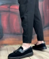 Shoecide Sb0005 Bağcıksız Yüksek Taban Siyah Kemerli Klasik Püsküllü Corcik Erkek Ayakkabı