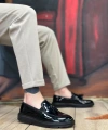 Shoecide Sb0005 Bağcıksız Yüksek Taban Siyah Rugan Klasik Püsküllü Corcik Erkek Ayakkabısı