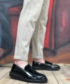 Shoecide Sb0005 Bağcıksız Yüksek Taban Siyah Taban Klasik Süet Detaylı Püsküllü Corcik Erkek Ayakkabı
