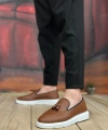 Shoecide Sb0005 Bağcıksız Yüksek Taban Taba Beyaz Klasik Püsküllü Corcik Erkek Ayakkabı