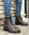 Shoecide Sb0080 Kartal Fermuarlı Tokalı Kahverengi Erkek Klasik Spor Klasik Yarım Bilek Bot